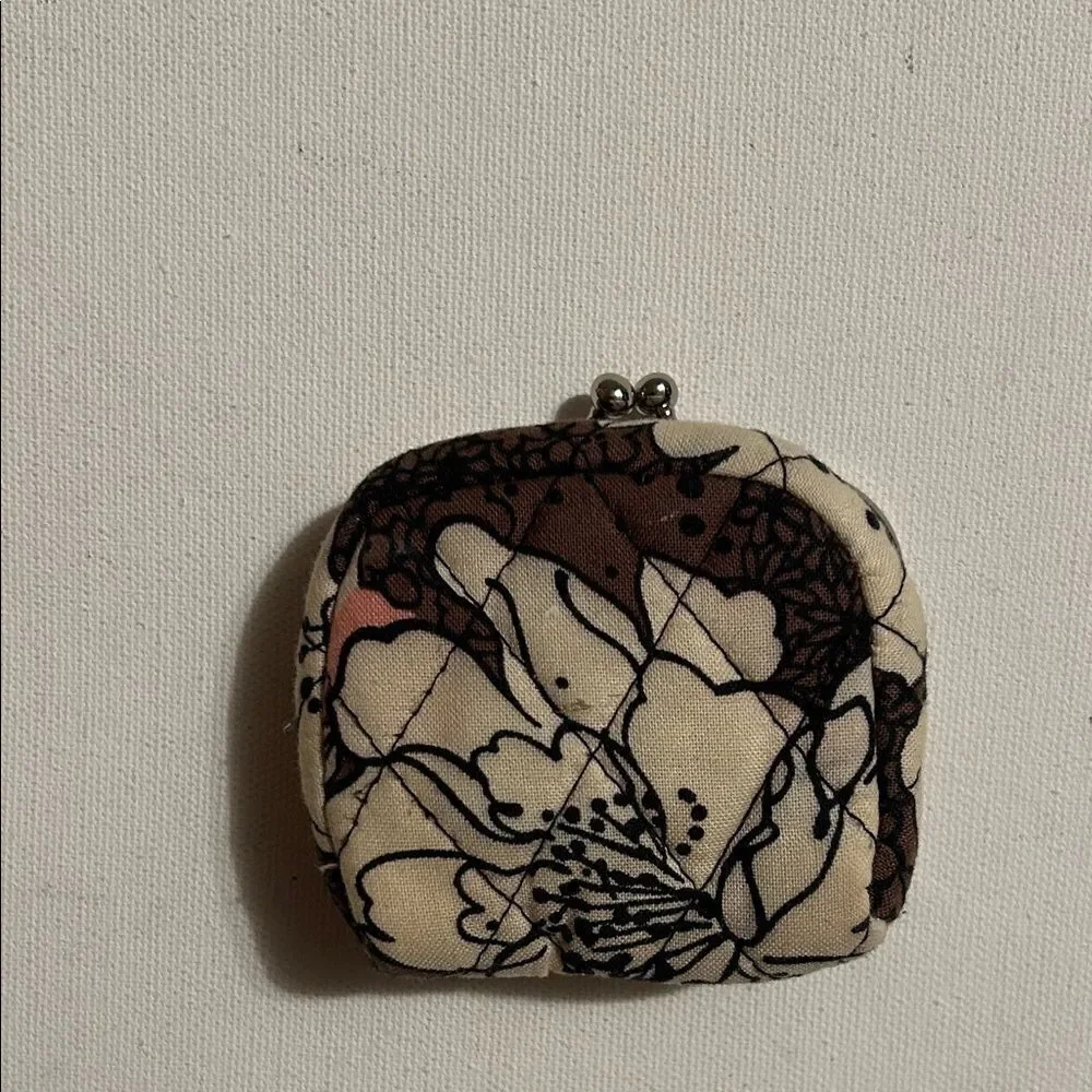 Vera Bradley Black and Cream Floral Cosmetic Case